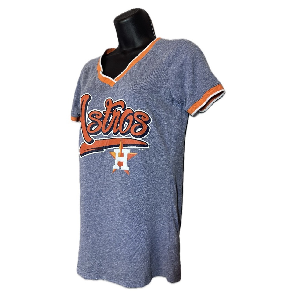 MLB Houston Astros T-shirt Heather Blue V Neck fitted size medium - Picture 3 of 10